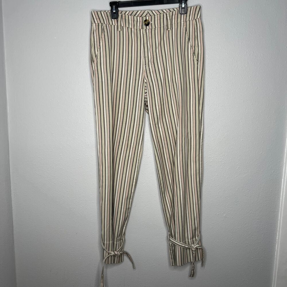 Cabi Gray Green Black Striped W/ Pockets Pants Women's Size 10